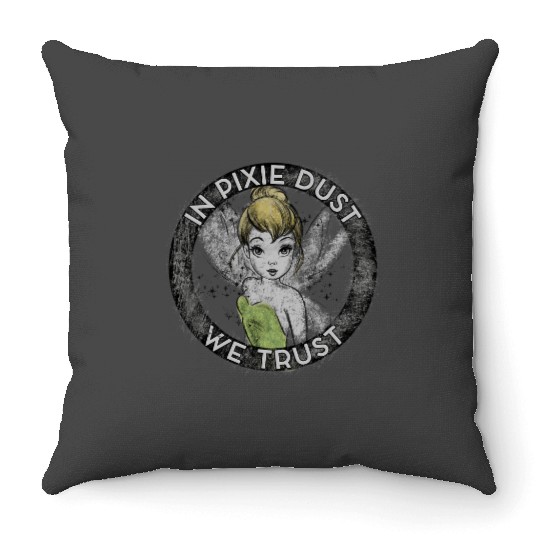 Disney Peter Pan Tinkerbell Circle In Pixie Dust We Trust Throw Pillows
