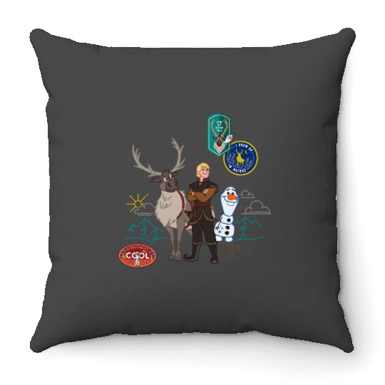 disney frozenss 2 Olaf Sven and Kristoff Patches Throw Pillows