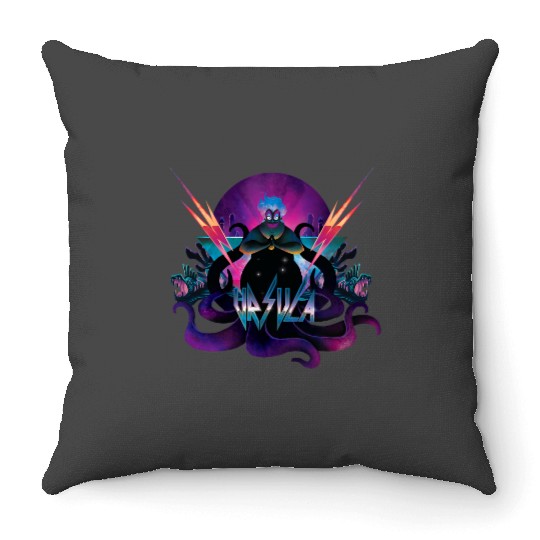 Disney Villains Ursula 90s Rock Band Neon Throw Pillows