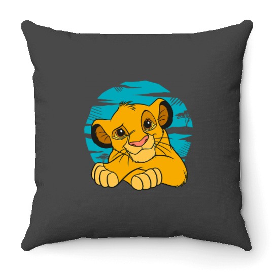 Disney The Lion King Young Simba Resting Blue 90s Throw Pillows