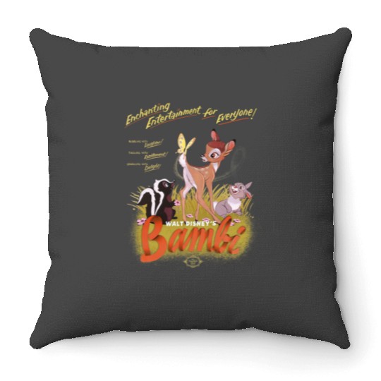 Disney Bambi Enchanting Entertainment For Everyone Retro Throw Pillows