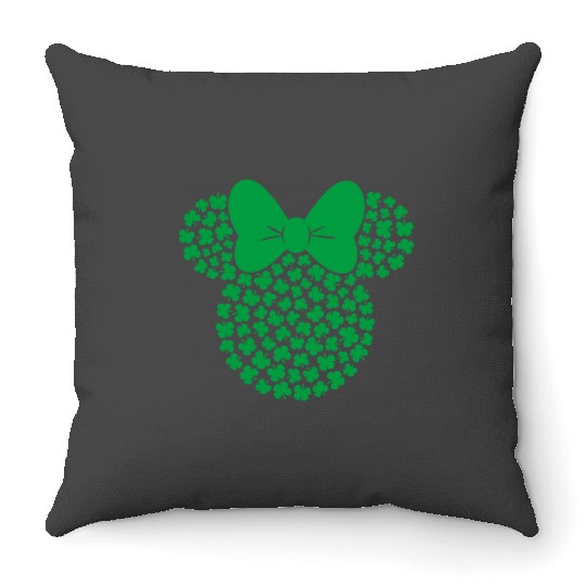 Disney Minnie Mouse Icon Greens Shamrocks St. Patricks Day Throw Pillows