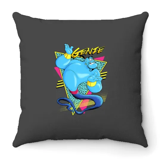 Disney Aladdin Genie Retro Abstract Portrait Logo Throw Pillows