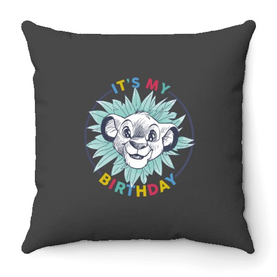 Disney The Lion King Birthday Floral Simba Its My Birthday Throw Pillows