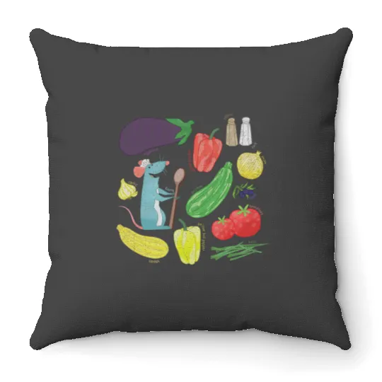 Disney Pixars Ratatouille Remy Ratatouille Recipe Icons Throw Pillows
