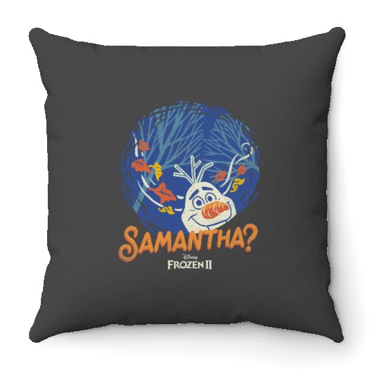 disney frozens 2 Olaf Samantha Circle Portrait Throw Pillows