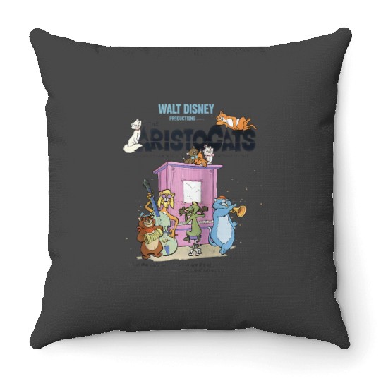 Disney The Aristocats Cats Playing Piano Raglan Baseball Tee Throw Pillows