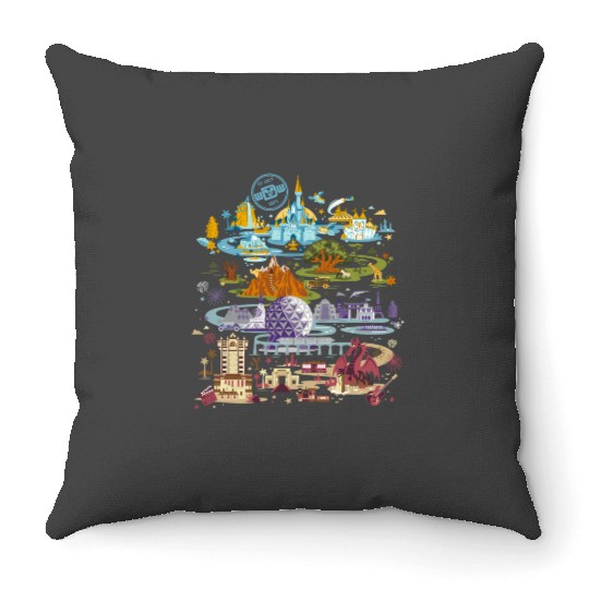 Vintage Disney Epcot Throw Pillows, Epcot 1982 Throw Pillows