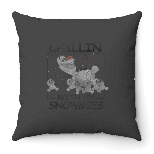 disney frozens Olaf Chillin With My Snowmies Portrait Throw Pillows