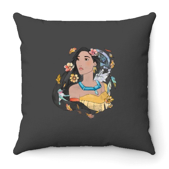 Disney Pocahontas Dreamcatcher Watercolor Graphic Throw Pillows