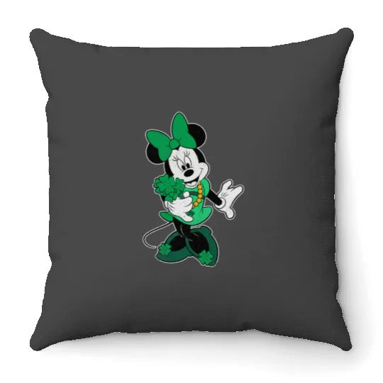 Disney Retro Shamrock Minnie Mouse St. Patricks Day Throw Pillows