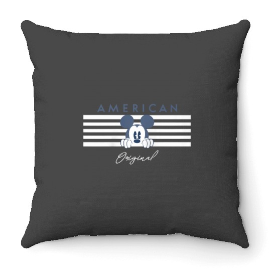 Disney American Original Mickey Raglan Baseball Tee Throw Pillows