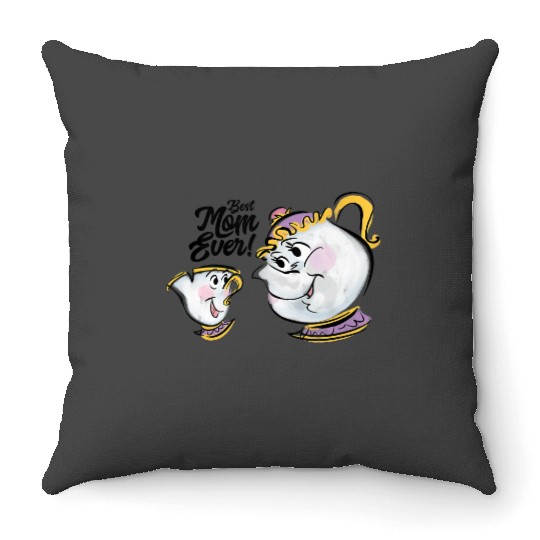 Disney Beauty and the Beast Chip Mrs. Potts Best Mom Ever Throw Pillows