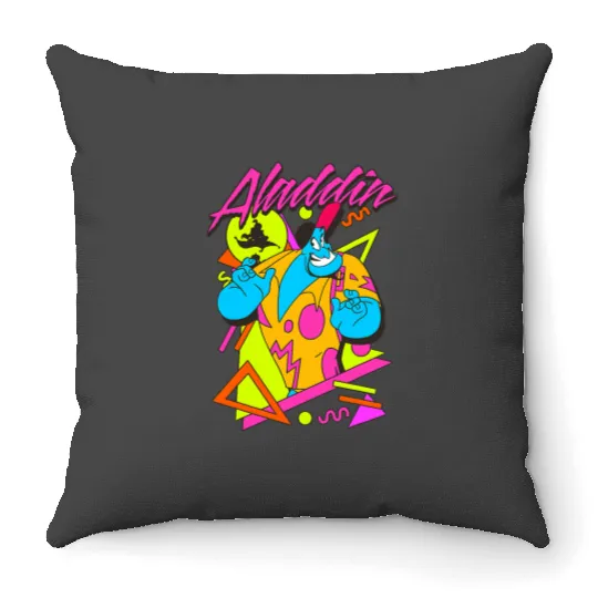 Disney Aladdin Genie Retro Abstract 90s Print Graphic Throw Pillows