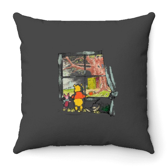 Disney Winnie The Pooh Piglet And Pooh Window Sketch Throw Pillows
