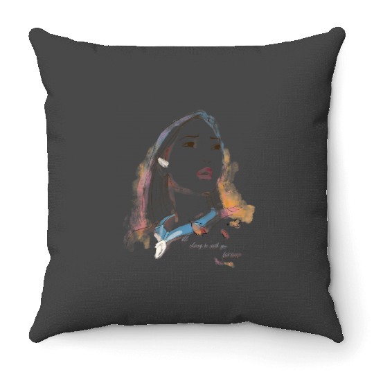 Disney Pocahontas Watercolor Portrait Quote Graphic Throw Pillows