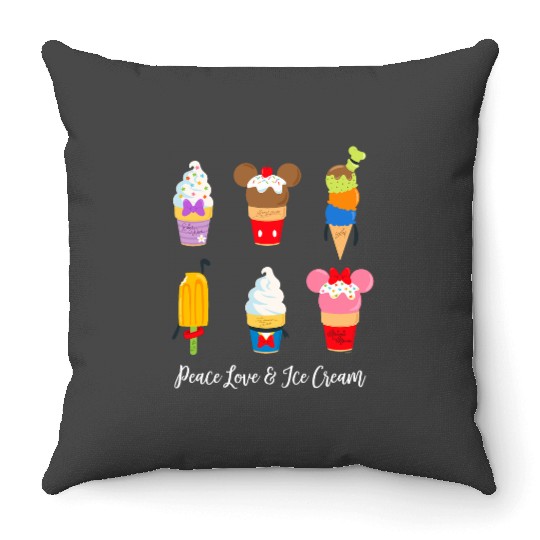 Disney Mickey Pals Summer Treats Peace Love Ice Cream Throw Pillows