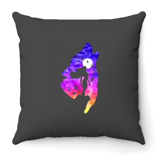Disney Princesses Pocahontas Colors In The Silhouette Throw Pillows