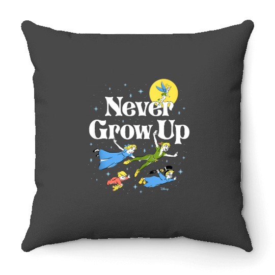 Vintage Never Grow Up Peter Pan Throw Pillows, Disney Peter Pan Throw Pillows