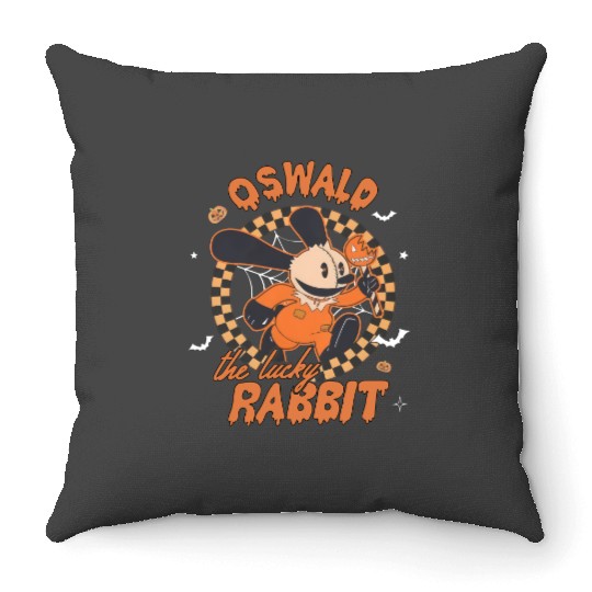 Retro Disney Oswald The Lucky Rabbit Halloween Throw Pillows, Spooky Season Throw Pillows
