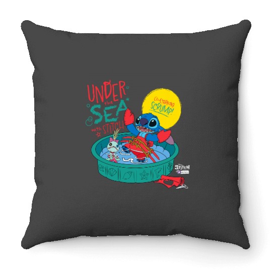 Disney 100 Stitch in Costume Little Mermaid Under the Sea Throw Pillows
