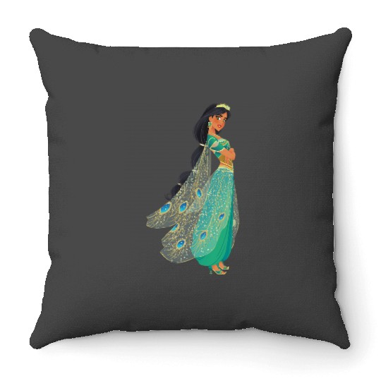 Disney Aladdin Live Action Princess Jasmine in Green Throw Pillows