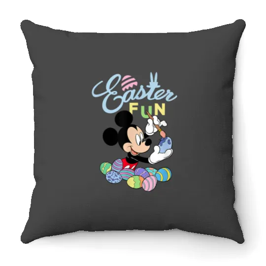Disney Mickey Mouse Easter Fun Painting Eggs Throw Pillows