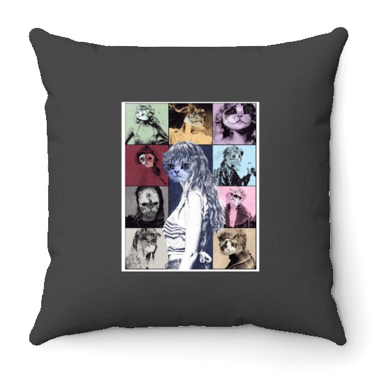 Taylors cats Eras Tour Throw Pillows