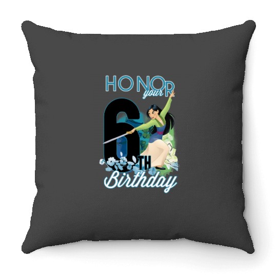 Disney Mulan Portrait Honor Your 6th Birthday Throw Pillows