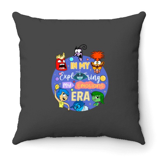 Inside Out 2 Throw Pillows, In My Exploring My Emotions Era Throw Pillows, Disney Trip Throw Pillows