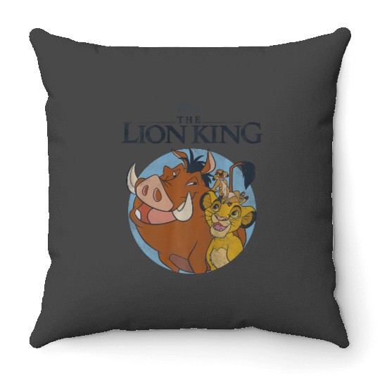 Disney The Lion King Timon Pumbaa Simba Portrait Logo Premium Throw Pillows