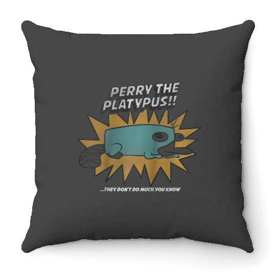 Disney Phineas And Ferb Perry The Platypus Raglan Baseball Tee Throw Pillows