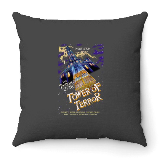 Vintage Tower Of Terror Throw Pillows, Disney Rides Throw Pillows, Disneyworld Disney Throw Pillows, Hollywood Studios Throw Pillows
