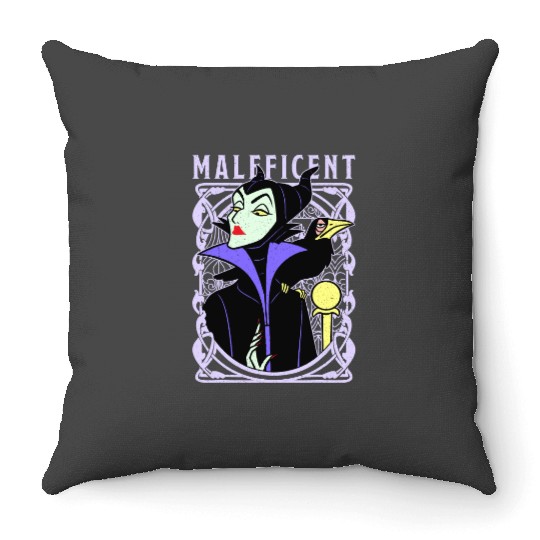 Vintage Disney Villains Sleeping Beauty Maleficent Old School Poster Throw Pillows