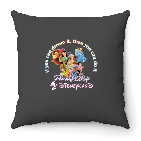 Paris 2024 Disneyland Tour 3/4 Short Sleeve Throw Pillows