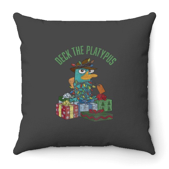 Disney Phineas and Ferb Christmas Perry Deck The Platypus Throw Pillows