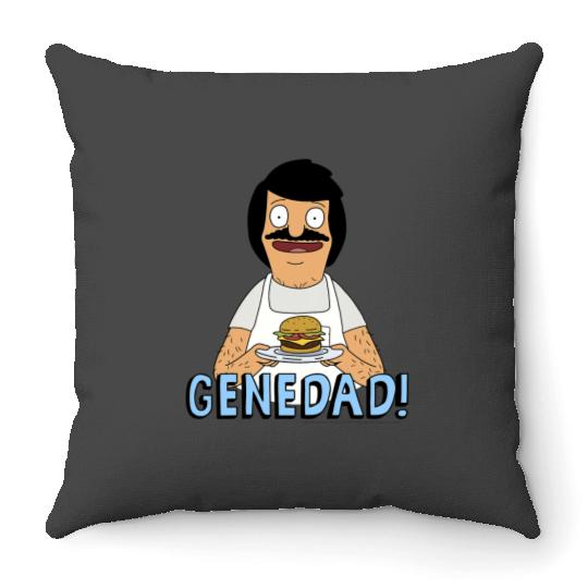 Bobs Burgers Gene Dad Portrait Throw Pillows
