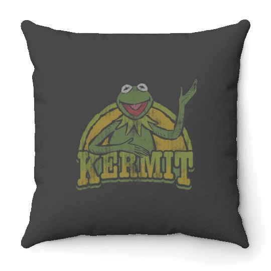 Discover Disney The Muppets Vintagess Retro K the frog Smile Logo Throw Pillows