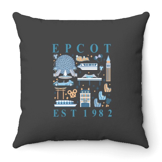 Disney Epcot Since 1982 Throw Pillows, Disney Trip Family Throw Pillows, Disney Aesthetic Throw Pillows, Disneyworld Throw Pillows, Disneyland Throw Pillows,  Throw Pillows
