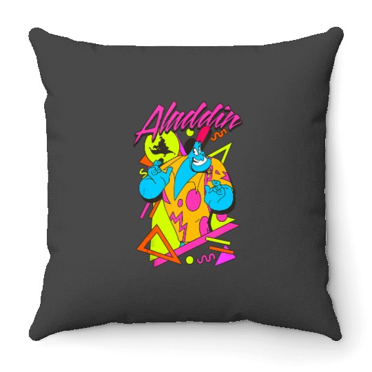 Disney Aladdin Genie 90s Style Neon Portrait Tank Top Throw Pillows