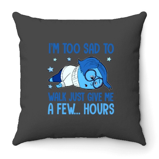 Disney Inside Out Sandness Too Sad To Walk Throw Pillows, Sadness Throw Pillows