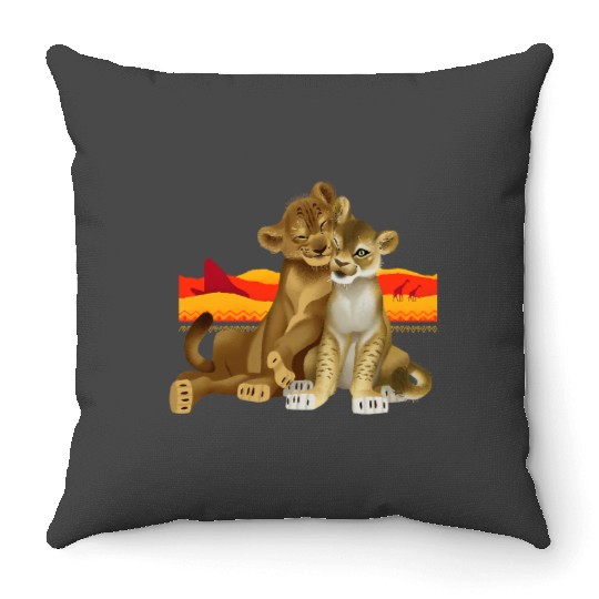 Disney The Lion King Young Simba Nala Live Action Throw Pillows