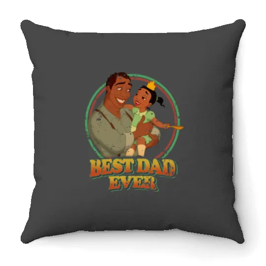 Retro James And Tiana Best Dad Ever Disney Throw Pillows