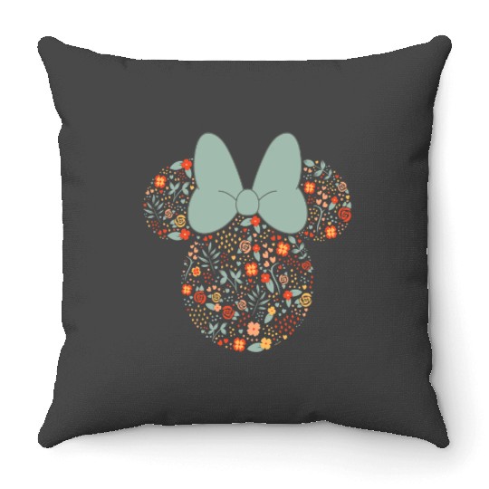 Disney Minnie Mouse Spring Head Icon with Bow Springtime Throw Pillows