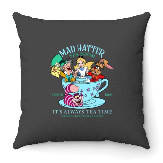 Vintage Alice in Wonderland Throw Pillows, Mad Hatter Throw Pillows, Tea Party Throw Pillows, Disney Family Vacation, Disneyland Trip