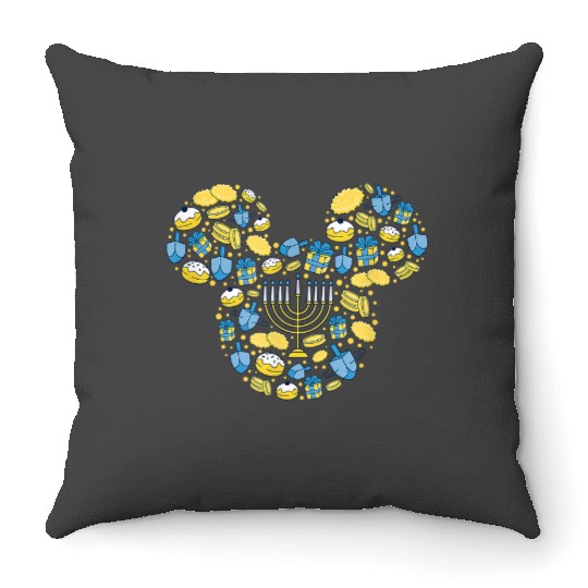Disney Mickey Mouse Icon Hanukkah Chanukah Dreidel Menorah Throw Pillows