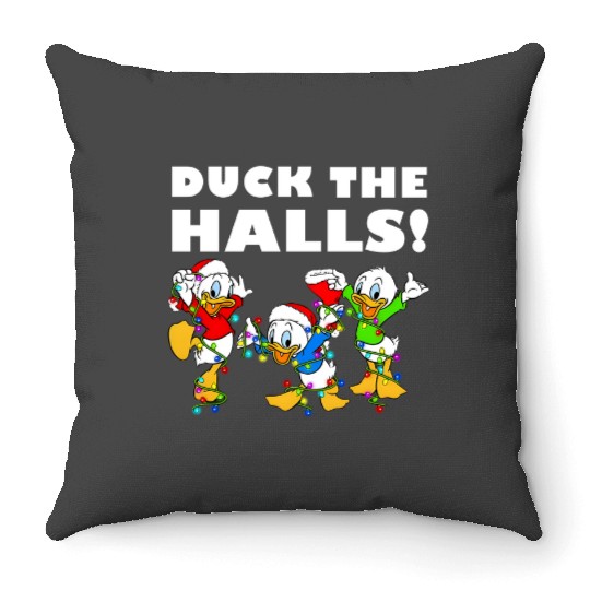 Disney Ducktales Christmas Lights Throw Pillows, Duck The Halls Throw Pillows