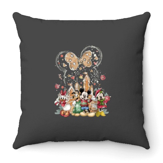 Vintage WDW Christmas Throw Pillows, Disney Gingerbread Castle Throw Pillows