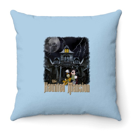 Vintage Haunted Mansion  Throw Pillows, Retro The Haunted Mansion Throw Pillows, Retro Disney Halloween Throw Pillows
