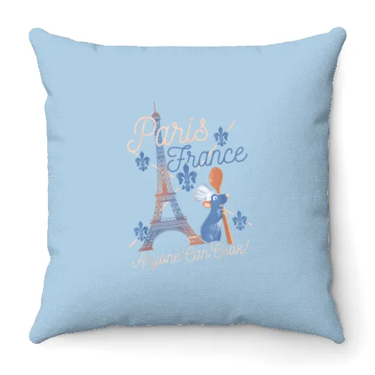 Disney Pixar Ratatouille Remy Paris France Poster Throw Pillows